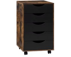 Varnox Ladekast - Ladenkast - Archiefkast - Bureau kastje - Kantoorkast - Kast op wieltjes - Opbergkast - Lades - Laden - Kast - Bruin - Zwart