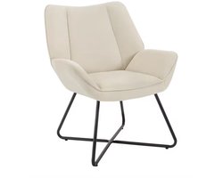Varnox Loungestoel - Fauteuil - Stoel - Woonkamer stoel - Kamerstoel - Linnen stoel - Leesstoel - Relax stoel - Metalen frame - Linnen - Beige - Crême wit