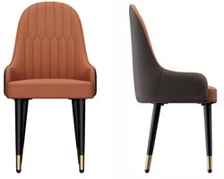 Varnox Luxe eetkamerstoel - Eettafelstoel - 2 Eetkamerstoelen - Stoel - Fauteuil - Kamerstoel - Set van 2 stoelen - Pu leer - Oranje/Grijs