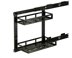 Varnox Opbergrek - Kast opbergrek - Uittrekbaar opberger - Organiser - Keukenkast organiser - Gootsteen opberg rek - Schuifla - Kruidenrek - 2 laags - Zwart - 30cm