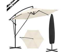 Varnox Parasol - Tuin parasol - Grote parasol - Zweef parasol - Tuinparaplu - Kantelbare parasol - Zonnewering - Verstelbaar - 310x310cm - Beige