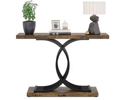 Varnox Sidetable - Bijzettafel - Eindtafel - Koffietafel - Banktafel - Gangtafel - Tafel - Industriële sidetable - Rechthoek - Hout - Metaal - Bruin