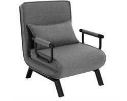 Varnox Slaapbank - Slaap fauteuil - Stoel - Ligstoel - Bed - Uitklapbare stoel - 3 in 1 slaapbank - Gastenbed - Stretcher - Eenpersoonsbed - Verstelbare leuning - Donkergrijs