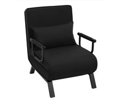 Varnox Slaapbank - Slaap fauteuil - Stoel - Ligstoel - Bed - Uitklapbare stoel - 3 in 1 slaapbank - Gastenbed - Stretcher - Eenpersoonsbed - Zwart