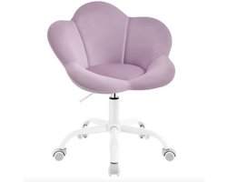 Varnox Stoel - Kaptafel stoel - Bureau stoel - Draaistoel - Kinderkamer stoel - Kinder Bureaustoel - Fluwelen stoel - Stoel op wielen - 360 graden draaibaar - Hoogte verstelbaar - Bloemvorm - Paars