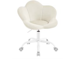 Varnox Stoel - Kaptafel stoel - Bureau stoel - Draaistoel - Kinderkamer stoel - Kinder Bureaustoel - Fluwelen stoel - Stoel op wielen - 360 graden draaibaar - Hoogte verstelbaar - Bloemvorm - Beige