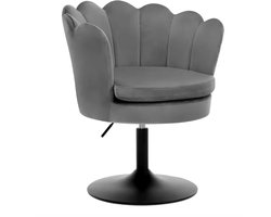 Varnox Stoel - Kaptafel Stoel - Kapper Stoel - Fauteuil - Kleedstoel - Kleding stoel - Slaapkamer stoel - Hoogte verstelbare stoel - 360 graden draaistoel - Verstelbaar - Fluweel - Velvet - Grijs