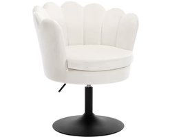 Varnox Stoel - Kaptafel Stoel - Kapper Stoel - Fauteuil - Kleedstoel - Kleding stoel - Slaapkamer stoel - Hoogte verstelbare stoel - 360 graden draaistoel - Verstelbaar - Fluweel - Velvet - Beige - Crème wit