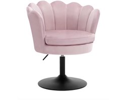 Varnox Stoel - Kaptafel Stoel - Kapper Stoel - Fauteuil - Kleedstoel - Kleding stoel - Slaapkamer stoel - Hoogte verstelbare stoel - 360 graden draaistoel - Verstelbaar - Fluweel - Velvet - Roze