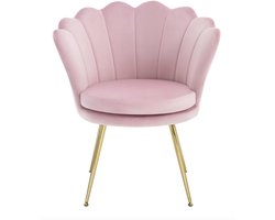 Varnox Stoffen stoel - Fluwelen stoel - Stoel - Woonkamer stoel - Fauteuil - Zitstoel - Relax stoel - Kinderkamer - Fluweel - Velvet - Roze - Goud