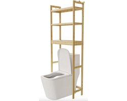 Varnox Toilet Meubel - Badkamermeubel - Kast over toilet - Kast over wasmachine - Organiser - Wandkast - Toilet kast - WC kast - Opslag kast - Verstelbare plank - Bamboe - Bruin