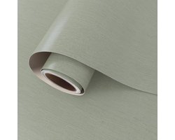 VaryPaper Saliegroen Faux Grasdoek Behang Zelfklevende Geweven Stof Contact Papier 40cmx200cm Sticky Back Plastic Meubels Wrap Sticky Behang voor Woonkamer Slaapkamer Kast Vinyl Wrap