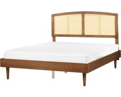 VARZY - Bed - Lichtbruin - 160 x 200 cm - Rubberhout