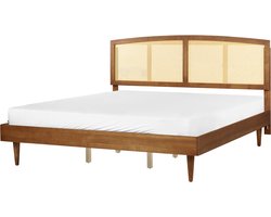 VARZY - Bed - Lichtbruin - 180 x 200 cm - Rubberhout
