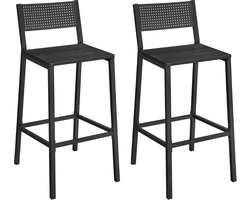 VASAGLE - 2x barkruk - metaal met hout - antracietgrijs en zwart - set van 2 barkrukken