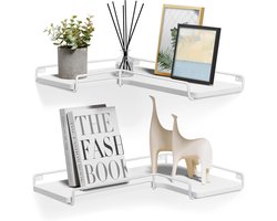 Vasagle - 2x wandplank - L-vormige hoekplanken - 40x29 cm - voor aan de muur - industriële look - voor woonkamer, slaapkamer, keuken - wit - set van 2 stuks