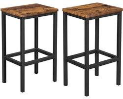 VASAGLE ALINRU barkruk set van 2, barstoelen, keukenstoelen in industrieel ontwerp, met voetsteun, 40 x 30 x 65 cm, voor keuken, woonkamer, feestkelder, vintage bruin-zwart LBC65X