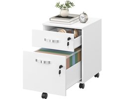 VASAGLE - Archiefkast - Archiefkast met 2 Afsluitbare Laden - Kantoorkast - Voor Werkkamer