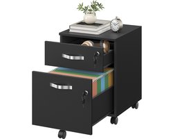 VASAGLE - Archiefkast - Rollcontainer met Slot - Archiefkast met 2 Lades - 5 Wielen