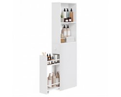 VASAGLE - Badkamerkast - Hoge Badkamerkast - Smal Design met Laden - Verstelbare Plank - Voor Kleine Ruimtes