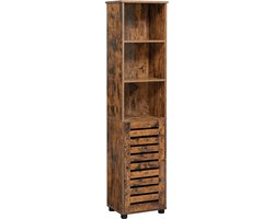VASAGLE Badkamermeubel – Hoge Kast met 3 Open Vakken en 2 Verstelbare Planken – Opbergkast voor Badkamer, Hal, Keuken of Woonkamer – Vintage Bruin – BBK160X01