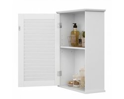 VASAGLE - Badkamermeubel - Wandkast - Voor Badkamer - Deur - Verstelbare Plank - Hout
