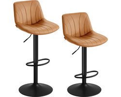 VASAGLE - Barkruk - Set van 2 - In Hoogte Verstelbaar 88-108 cm - 360° Draaibaar met Voetsteun