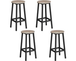 VASAGLE - Barkruk - Set van 2 - Metalen Frame - Met Voetsteun - Voor Keuken en Eetkamer