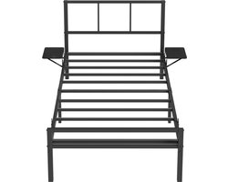 VASAGLE - Bed - Metalen Bed - Met Hoofdbord en Opbergrekken - Geschikt voor 90x190 cm Matras
