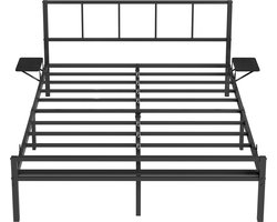 VASAGLE - Bed - Metalen Bed - Metalen Frame met Hoofdbord - Inclusief Opbergrekken