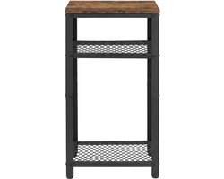 VASAGLE - Bijzettafel - Bijzettafeltjes Woonkamer - Hoge Bijzettafel met 3 Lagen - 2 Metalen Planken - Voor Kantoor Slaapkamer Woonkamer Keuken