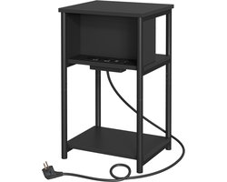 VASAGLE - Bijzettafel - Bijzettafeltjes Woonkamer - Met 2 AC- en 2 USB-poorten - Smal Bijzettafeltje - Voor Woonkamer Slaapkamer