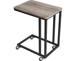 VASAGLE - Bijzettafel - Bijzettafeltjes Woonkamer - Met Wielen - C-vormige Salontafel - Mobiel voor Bank en Laptop