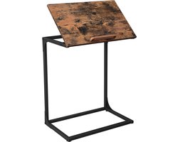 VASAGLE Bijzettafel, laptoptafel met verstelbaar oppervlak, 55 x 35 x 66 cm, banktafel, bureau, slaapkamer, woonkamer, eenvoudige constructie, stalen frame, industriële stijl, vintage bruin-zwart LNT057B01