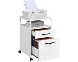 VASAGLE - Boekenkast - Archiefkast - 2 Lades - Mobiele Kantoorkast op Wielen - Open Vak - Hangmappen