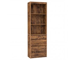 VASAGLE - Boekenkast - Boekenkast Hoge Kast - 3 Laden - Verstelbare Planken - Voor Woonkamer Slaapkamer Kantoor