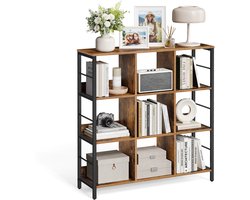 VASAGLE - Boekenkast - Met 3 Niveaus - 9 Vakken - Industrieel Design