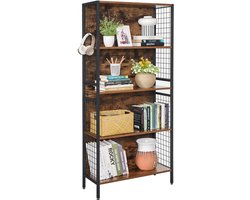 VASAGLE - Boekenkast - Met 4 Planken - 4 S-Haken - Industrieel Stalen Frame