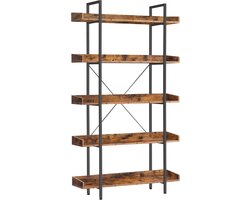 VASAGLE - Boekenkast - Met 5 Niveaus - Industrieel Design - Voor Woonkamer Slaapkamer Kantoor