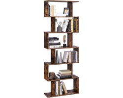 VASAGLE Boekenkast, met 6 niveaus, vrijstaand, kantoorplank, decoratieve plank, voor presentatie, modern, voor woonkamer, slaapkamer, kantoor, vintage bruin LBC61BX