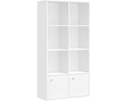 VASAGLE - Boekenkast - Met Deuren - 4-Lagen Staand Rek - Voor Woonkamer en Homeoffice