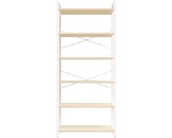 VASAGLE - Boekenkast - Mit 6 Ebenen - Standregal - Offene Ablagen - Für Wohnzimmer Büro Schlafzimmer - 30 X 64 X 185 5 Cm - Beige-Weiß