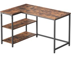 VASAGLE - Bureau - Bureau in L-vorm met Opbergruimte - Verstelbare Plank - Ideaal voor Kantoor