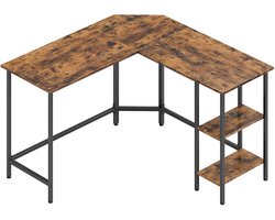 VASAGLE - Bureau - L-vormig Computerbureau - Hoekbureau met 2 Planken - Ruimtebesparend voor Kantoor Thuis
