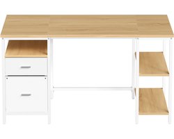 VASAGLE - Bureau - Met 3 Planken - 2 Lades - Modern Design