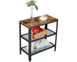 VASAGLE Console tafel, bijzettafel, deco tafel met 2 rasterplanken, salontafel, gang, woonkamer, slaapkamer, kantoor, smal, stabiel, ruimtebesparend, eenvoudige montage, industrieel ontwerp, vintage, donkerbruin LET33BX