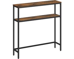 VASAGLE - console tafel - dressoir - tafel voor de hal woon en slaapkamer - 20 x 80 x 80 cm - bruin en zwart