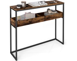 VASAGLE - Console Tafel - Haltafel - Bijzettafel voor Hal en Woonkamer - 2 Vakken - Multifunctioneel Design