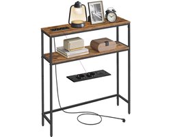 VASAGLE - Console Tafel - Haltafel - Met 2 Planken - Met Oplaadstation - Voor Woonkamer Hal Entrée
