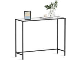 VASAGLE - Console Tafel - Haltafel - Met Hardglazen Blad - Verstelbare Poten - Voor Woonkamer en Hal